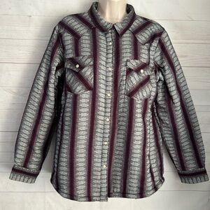 Wrangler Retro Size L Ladies Western PearlSnap Faux Sherpa Lined Shirt Jacket